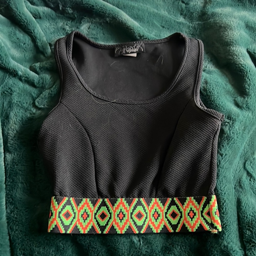 Hypotonik cropped black top with tribal band size small